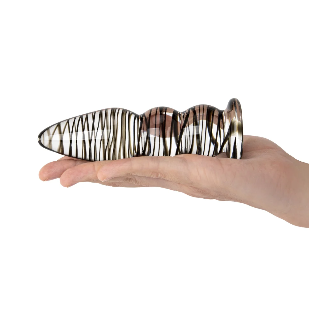 4.7" Black Striped Beaded Butt Plug - Image 3