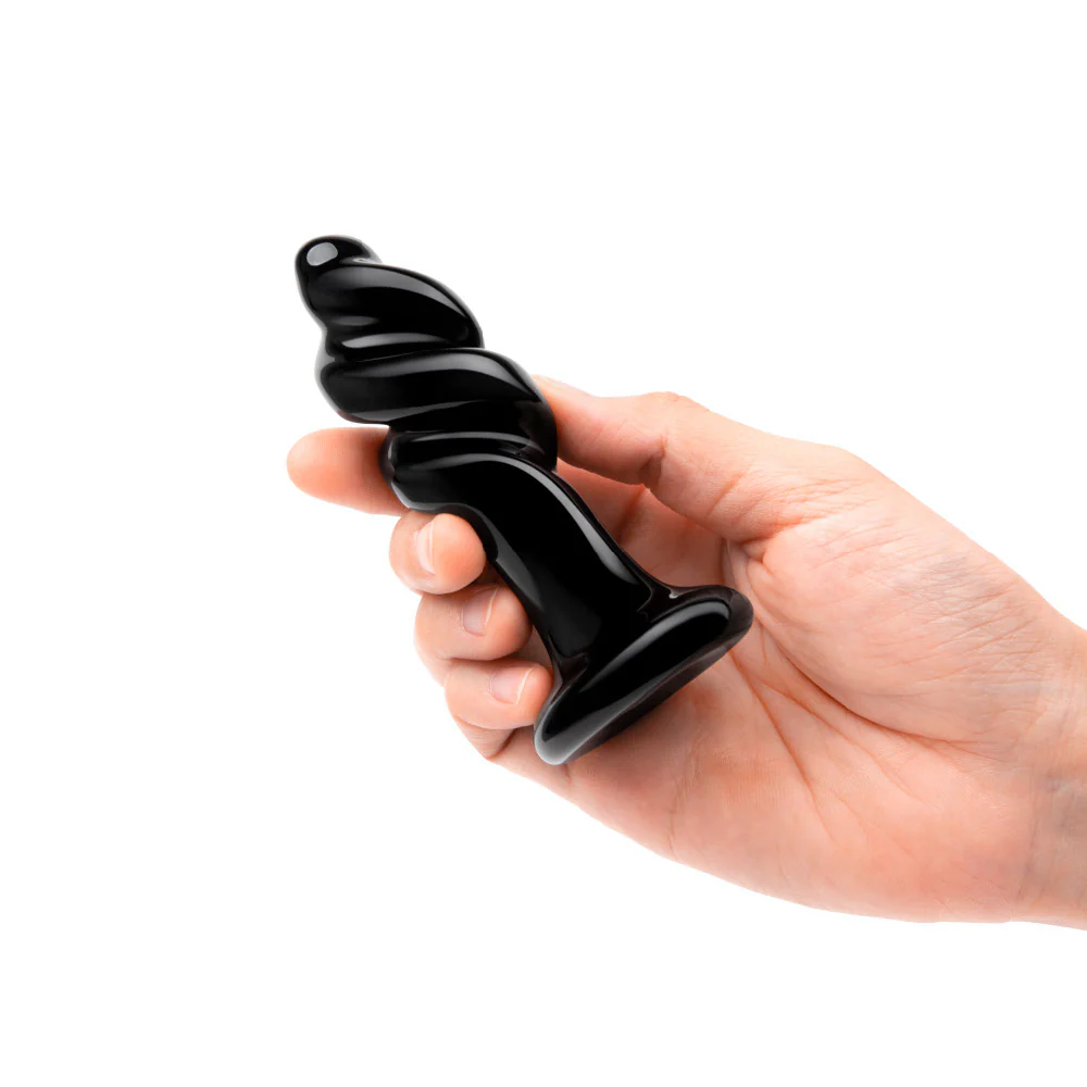 4” Black Swirly Butt Plug - Image 3