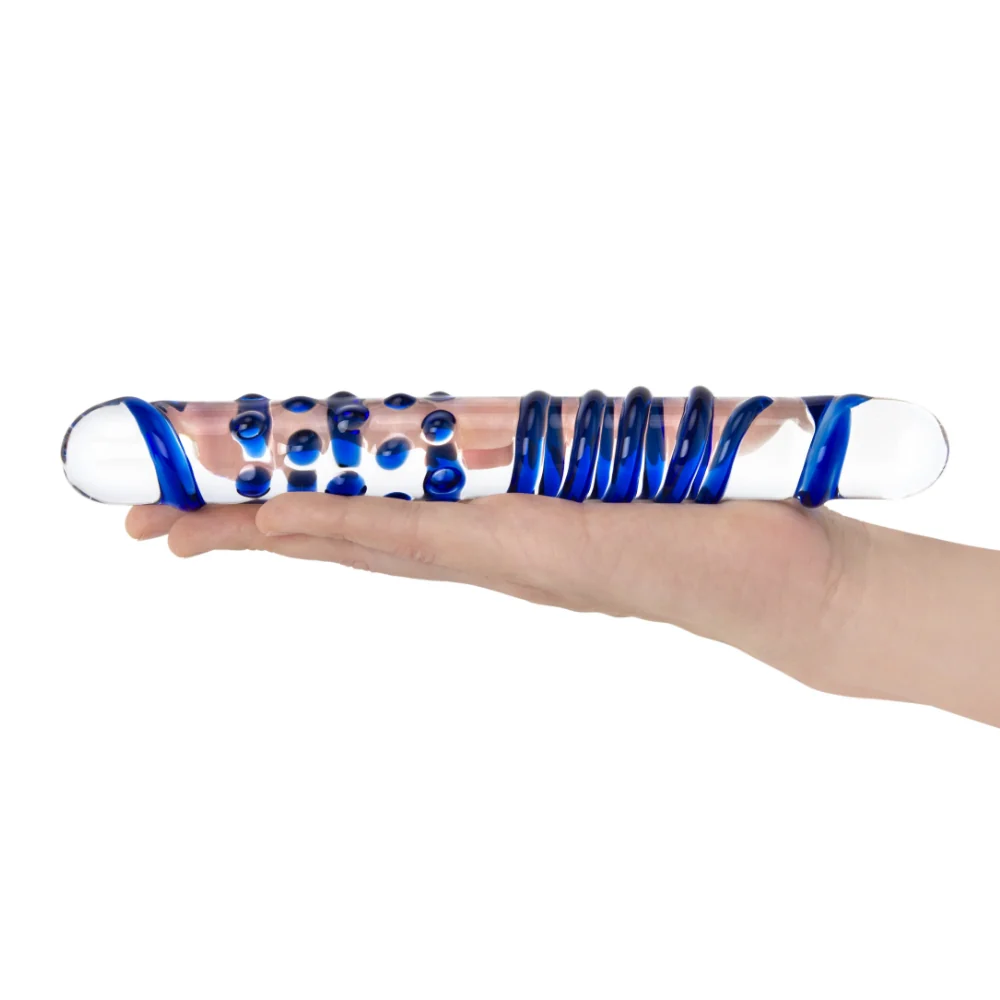 Blue Double Sided Textured Dildo - Image 3