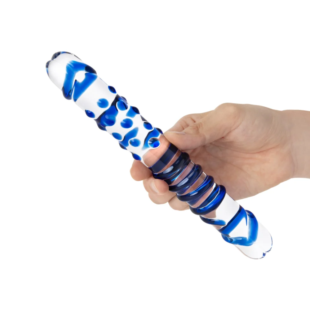 Blue Double Sided Textured Dildo - Image 4