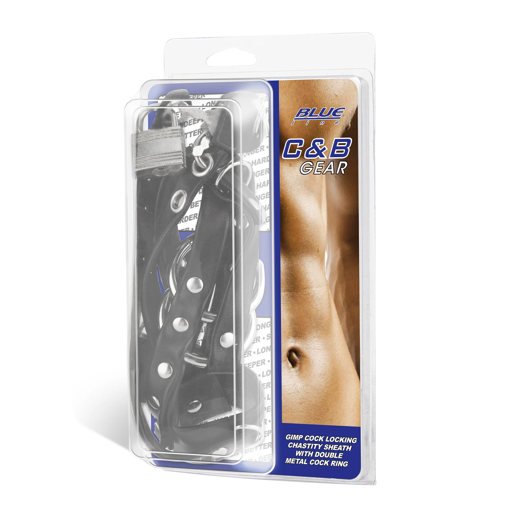 Gimp Cock Locking Chastity Sheath with Double Metal Cock Ring - Image 3