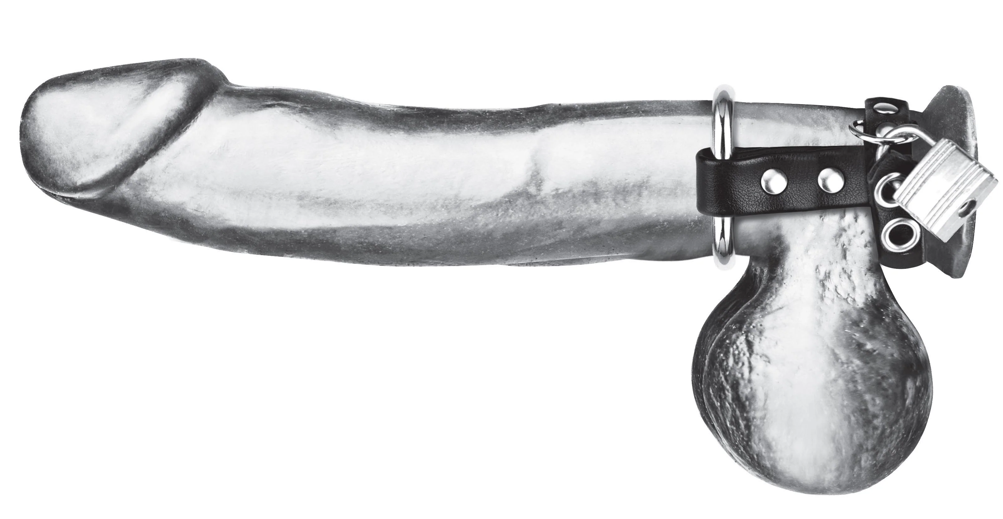 Metal Cock Ring with Locking Ball Strap - Image 3