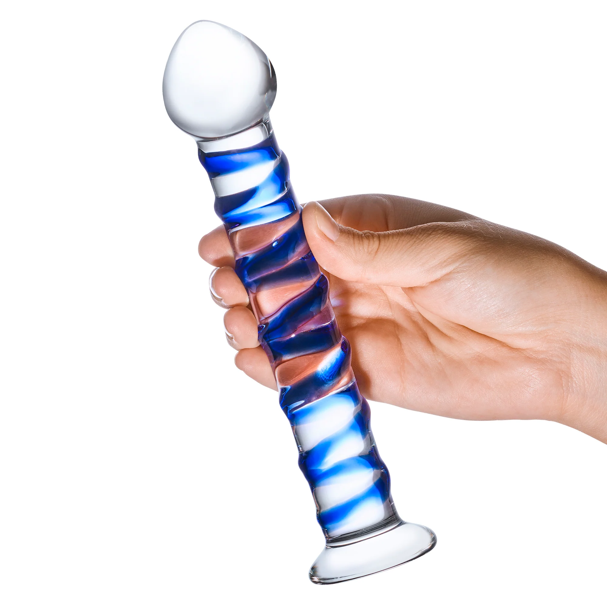 7" Blue Spiral Dildo - Image 3