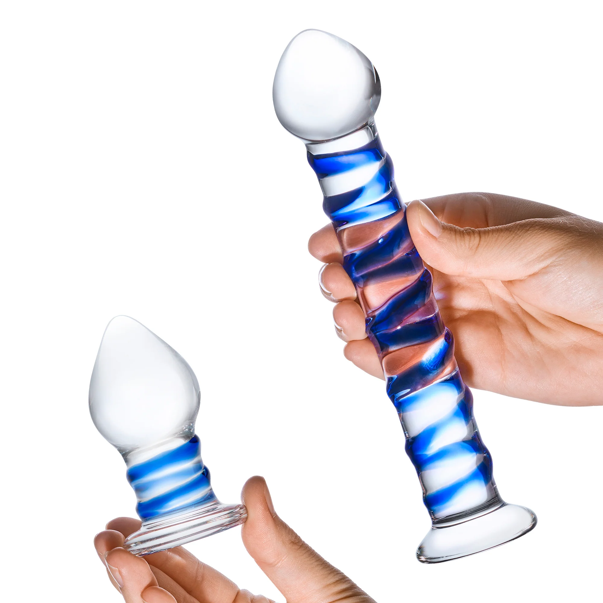 Blue Swirly Dildo & Butt Plug Set - Image 3