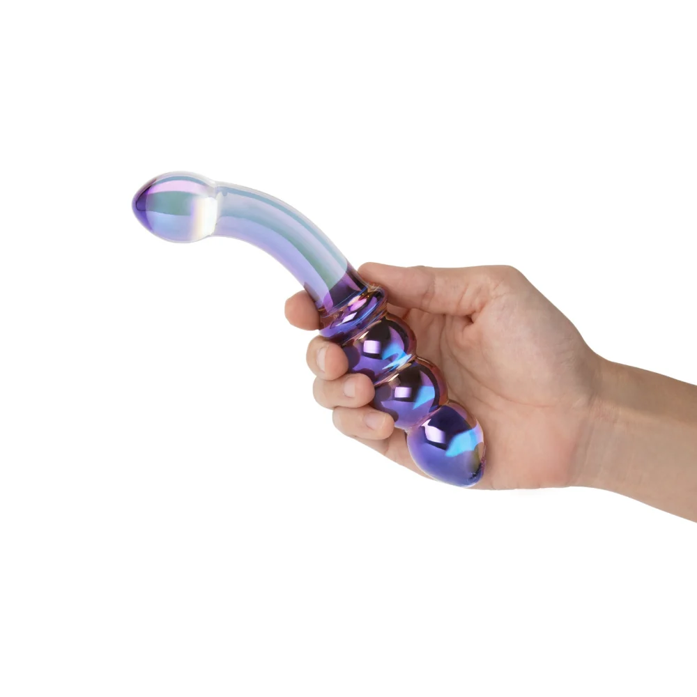 Iridescent Chrome Double Ended Beaded Dildo - Image 4