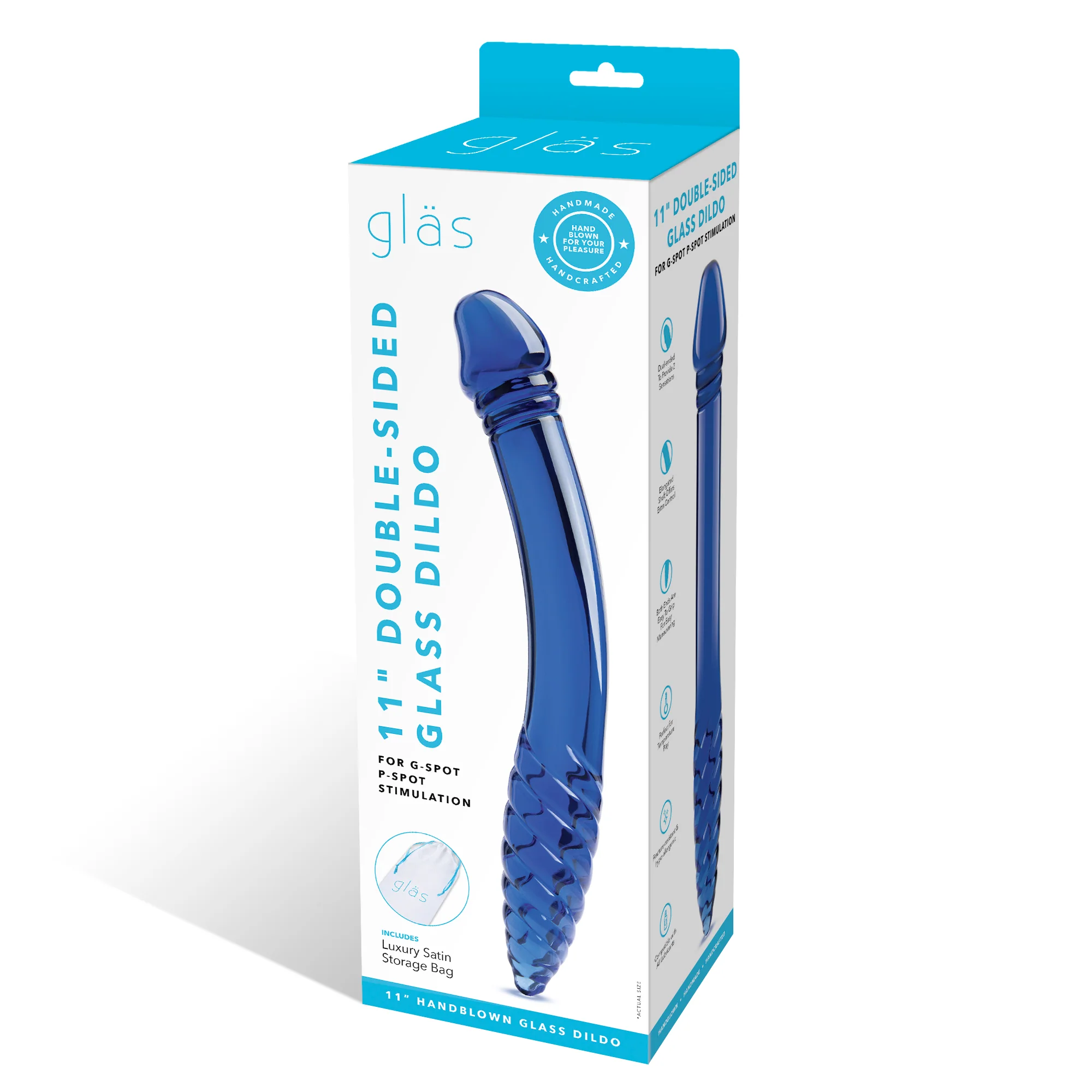 11" Blue Double-sided Ribbed Dildo - Image 7