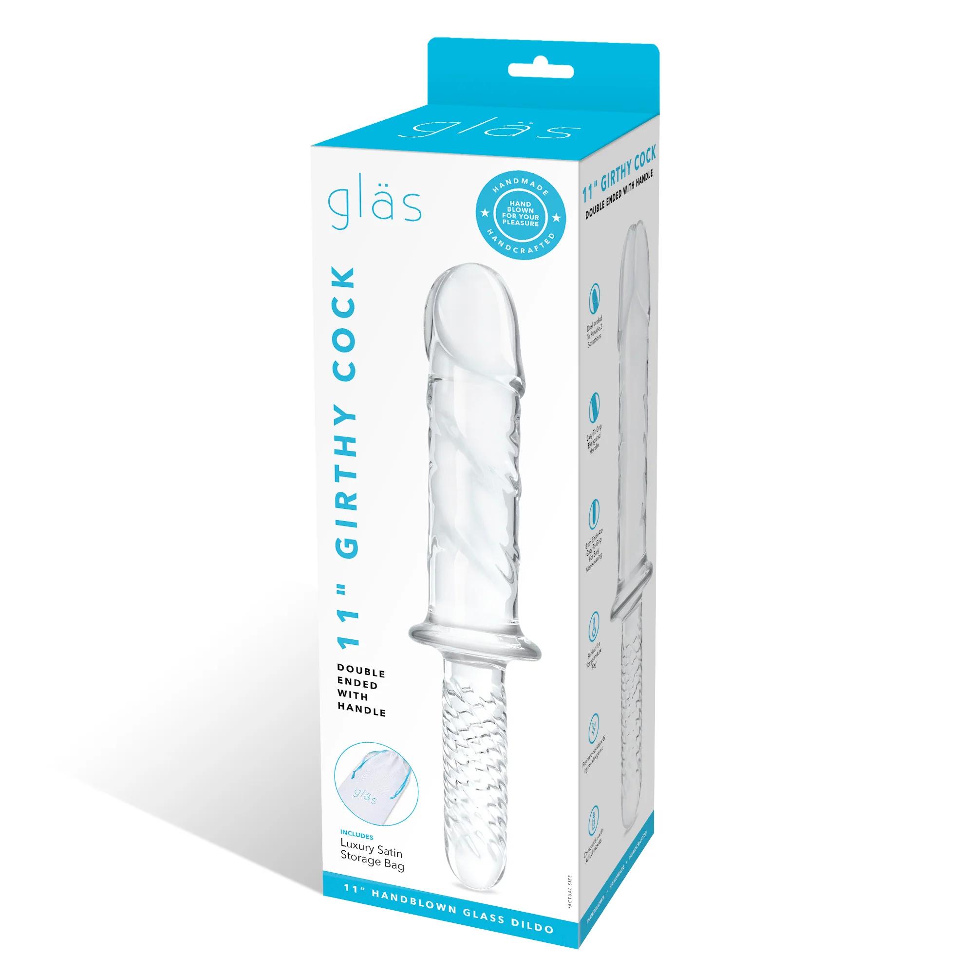 11" Girthy Cock Double Ended Dildo With Handle - Image 6
