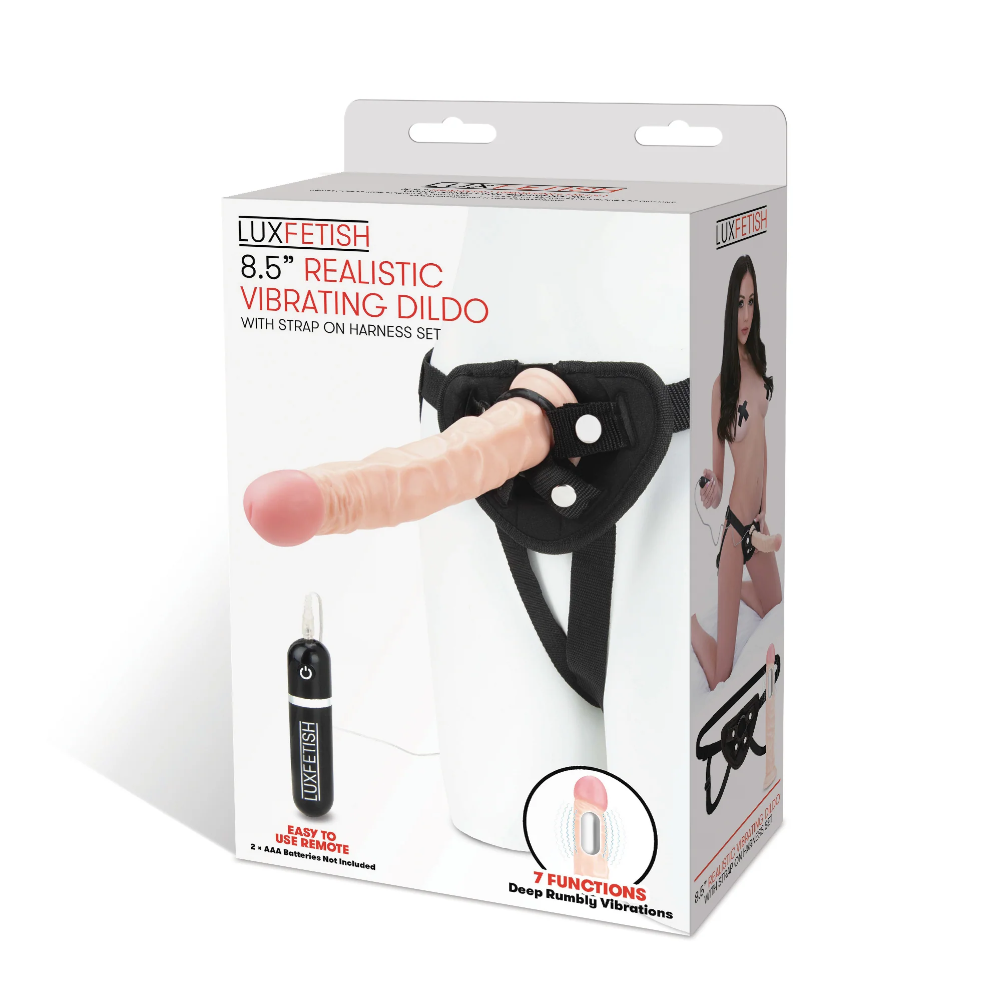 8.5" Realistic Vibrating Dildo & Strap-on Harness Set - Image 8