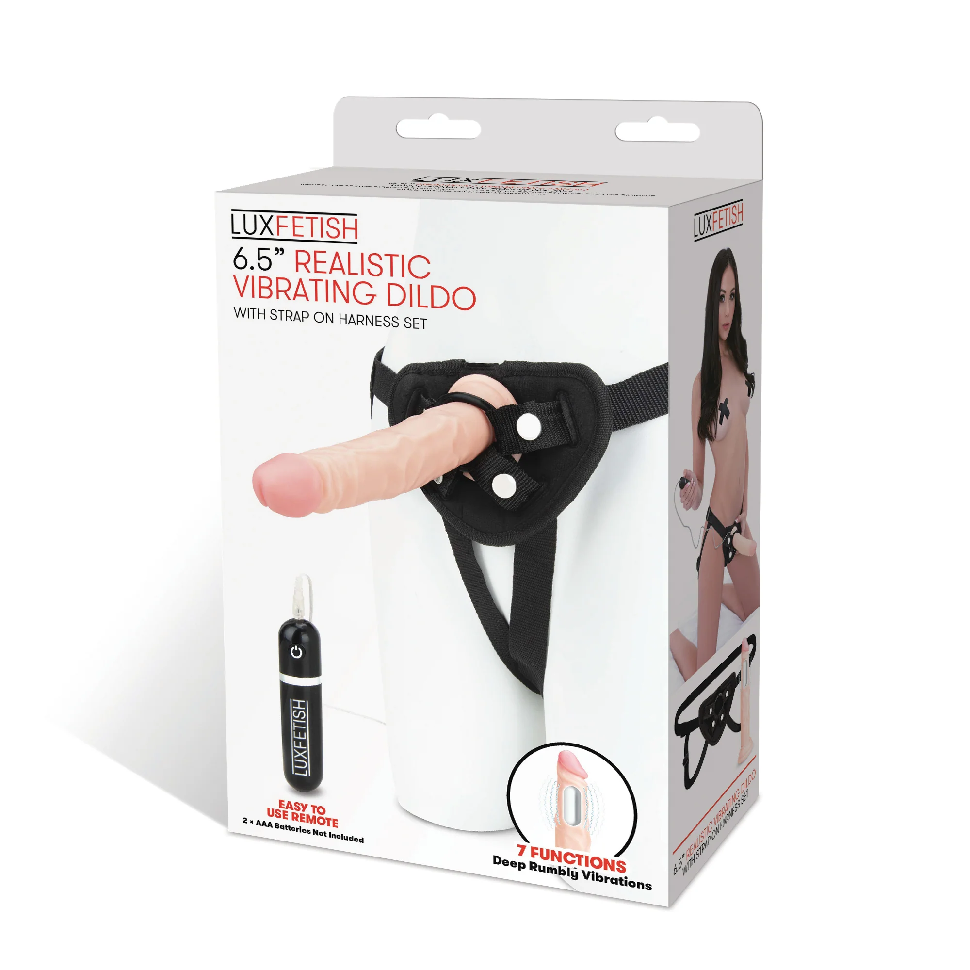 6.5" Realistic Vibrating Dildo & Strap-on Harness Set - Image 7