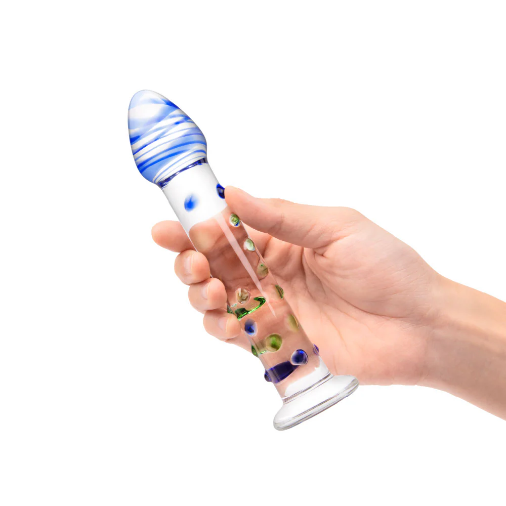 7” Nubbed Blue Textured Dildo - Image 3