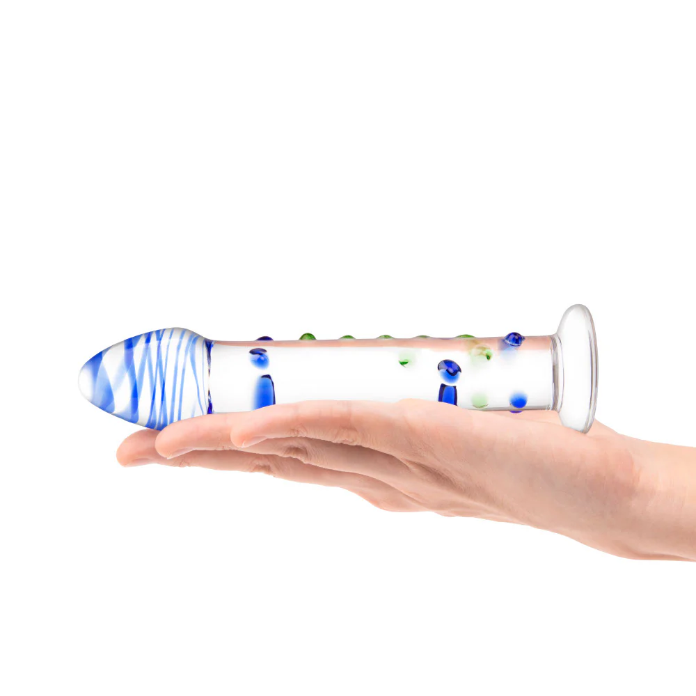 7” Nubbed Blue Textured Dildo - Image 4