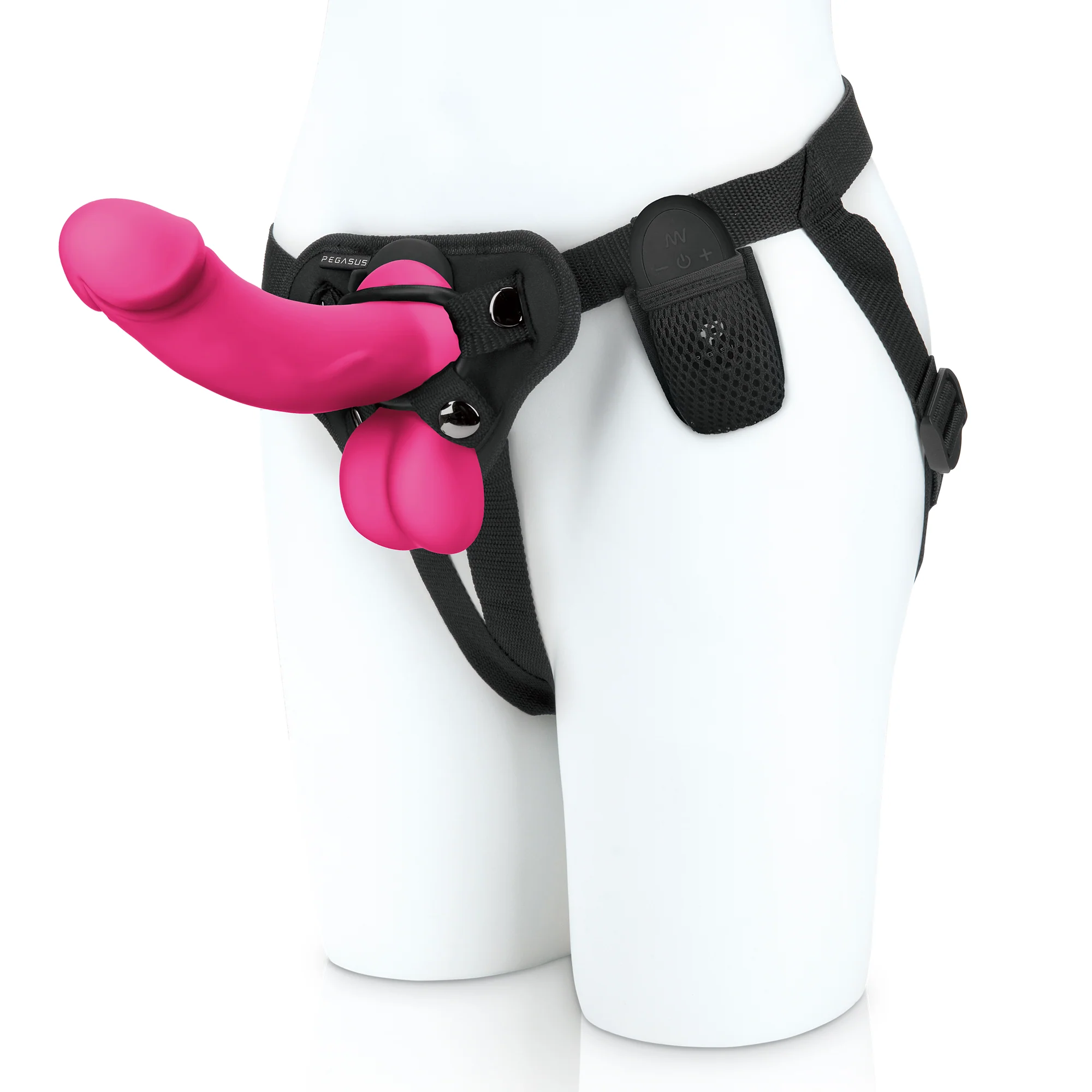6.5" Realistic Silicone Vibrating Pegging Dildo and Balls with Remote Control and Adjustable Harness - Image 3