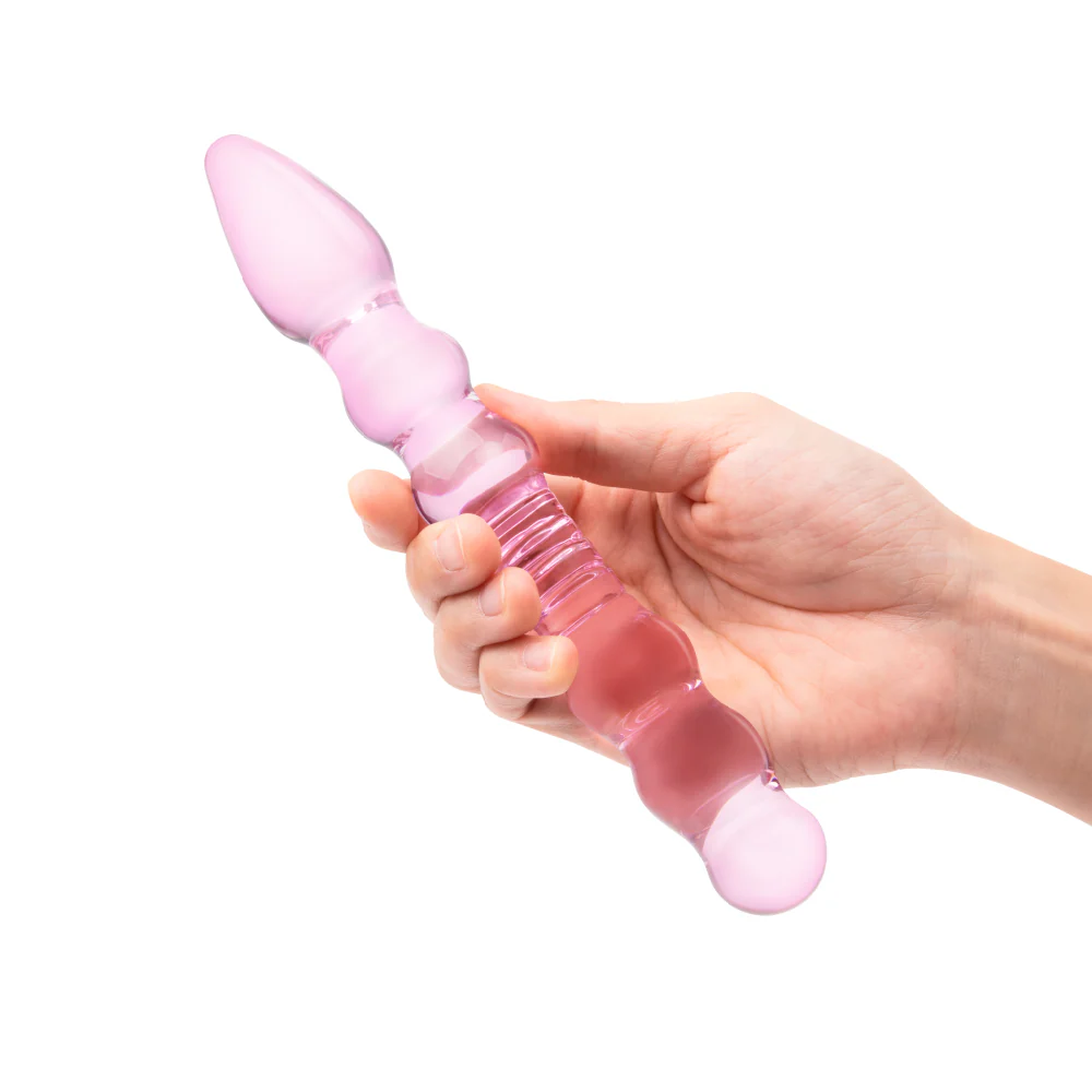 8" Pink Double Ended Beaded Dildo - Image 3
