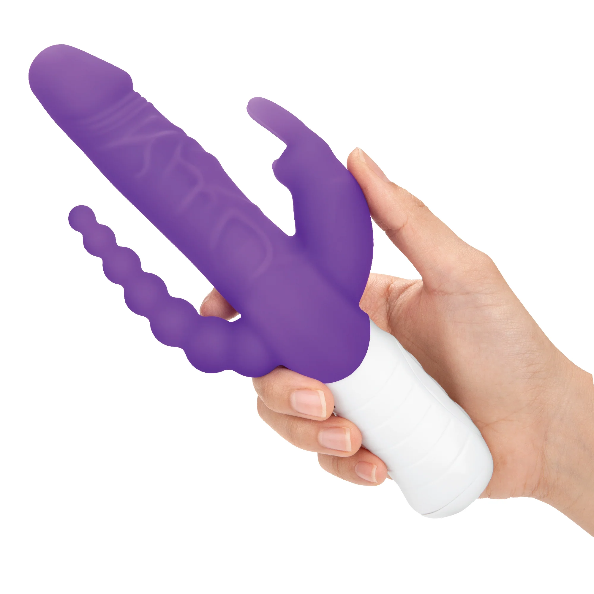 Slim Realistic Double Penetration Rabbit Vibrator with Rotating Beads - Image 7