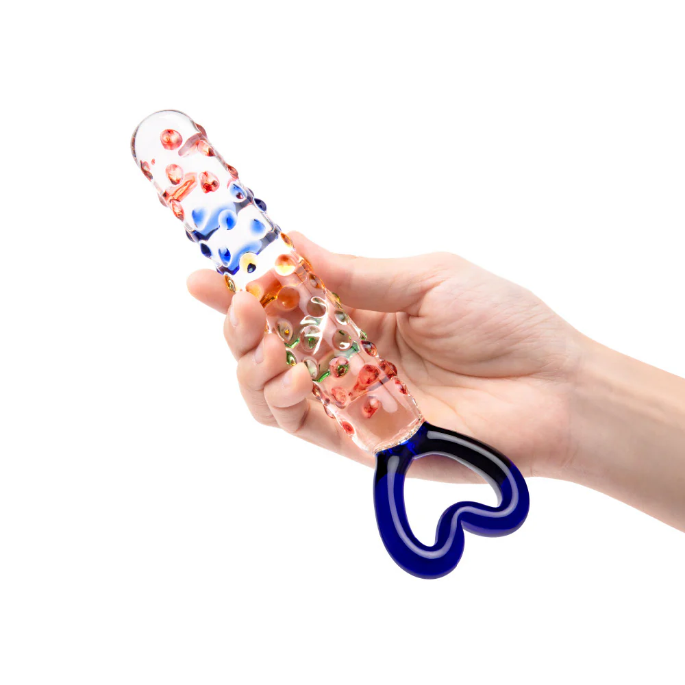 8” Rainbow Nubby Heart Dildo - Image 3