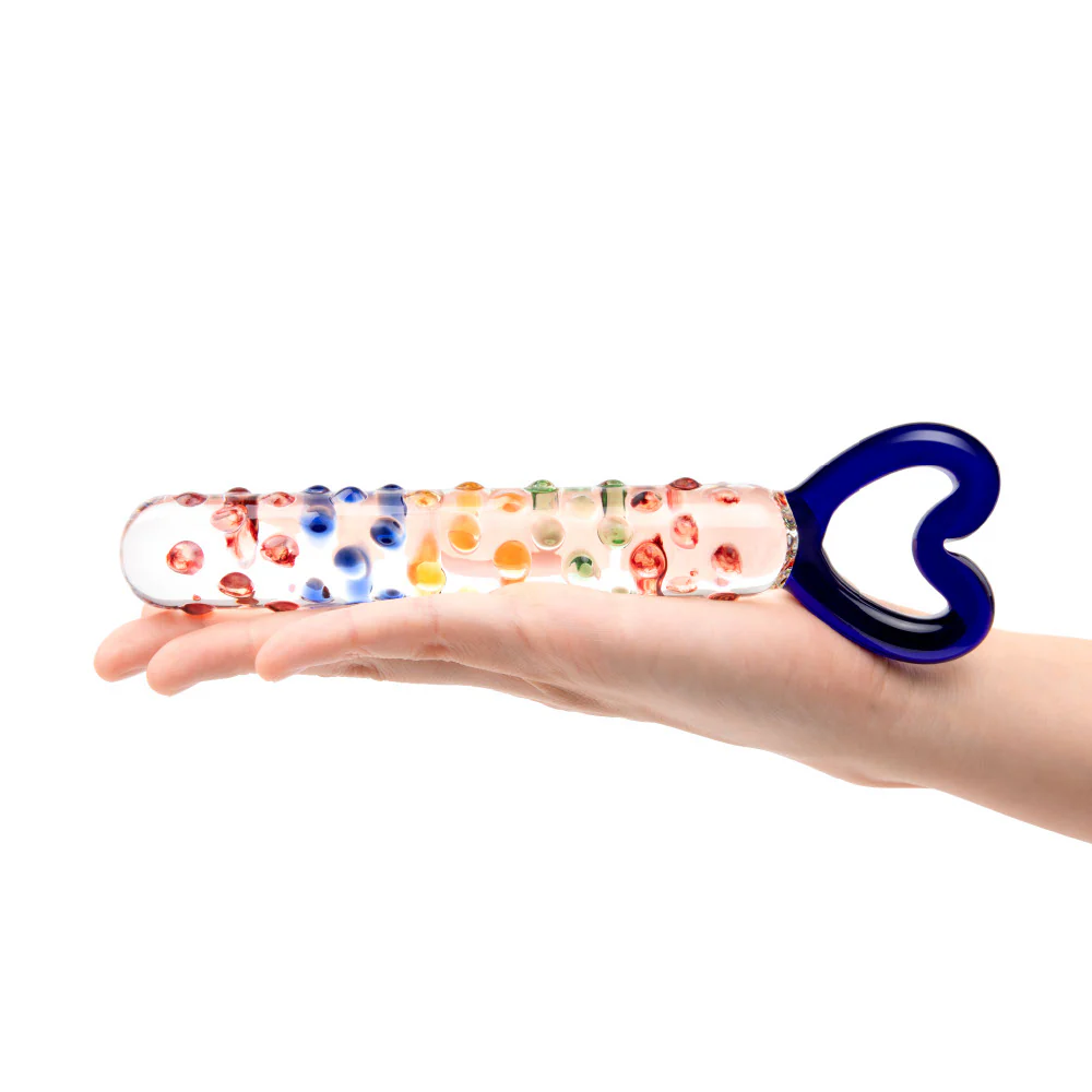 8” Rainbow Nubby Heart Dildo - Image 4