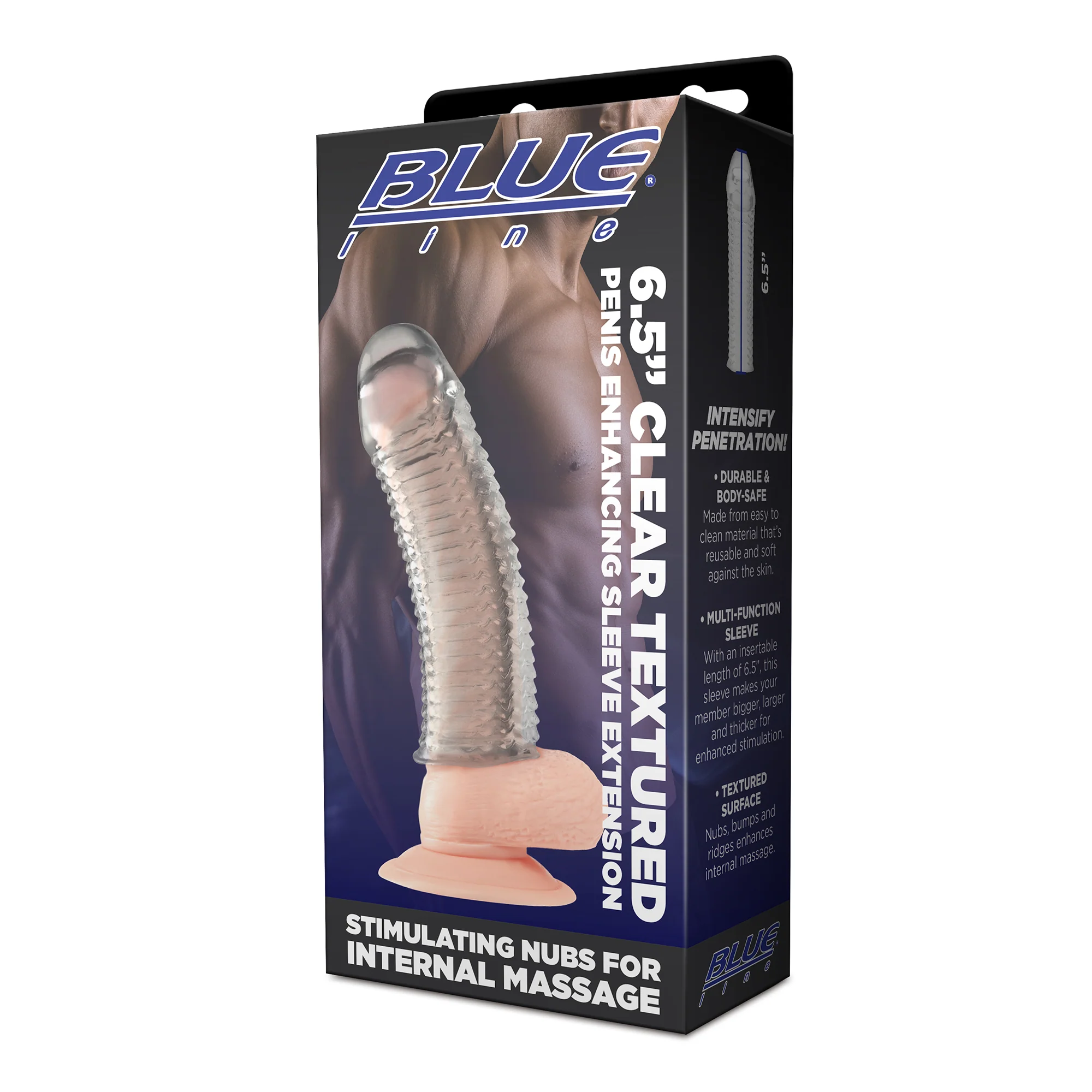 6.5" Clear Textured Penis Enhancing Sleeve Extension - Image 5