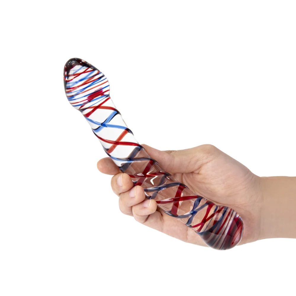7.5" Striped Double Ended Glass Dildo - Image 4