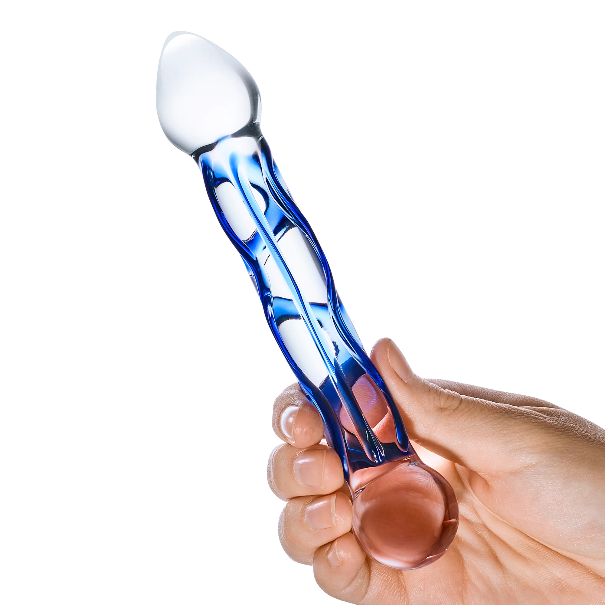 6.5" Textured Double Sided Blue Dildo - Image 3